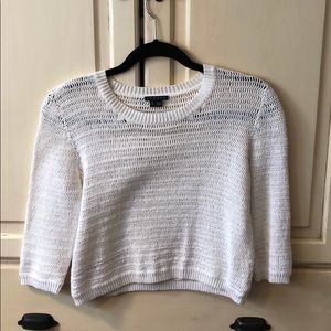 Theory netted white crop sweater